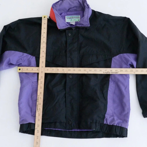 Vintage 90s Whitefish Bay Black And Purple Zip Up Windbreaker With Hidden Hood S - Picture 4 of 13